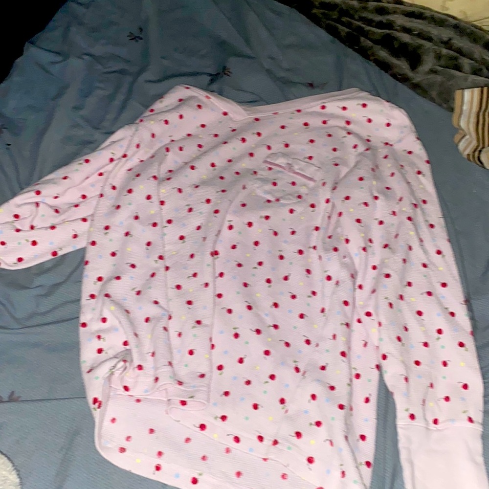 Pink Pj top with cherry and confetti print